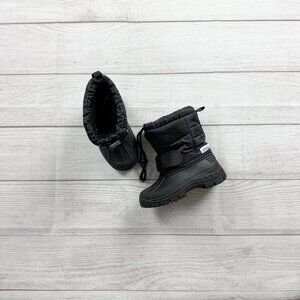 ZOOgs Toddler Winter Snow Boots Black Insulated Drawstring Waterproof Style 6